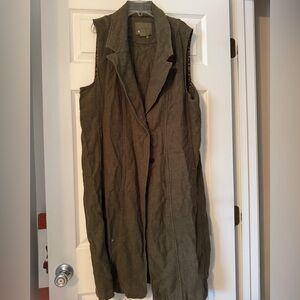 Anthropologie Long Army Green Vest